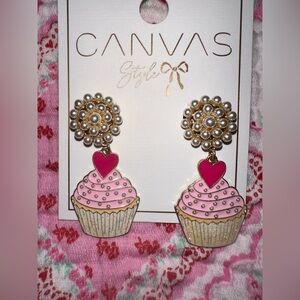 Pink and Gold Cupcake Earrings
